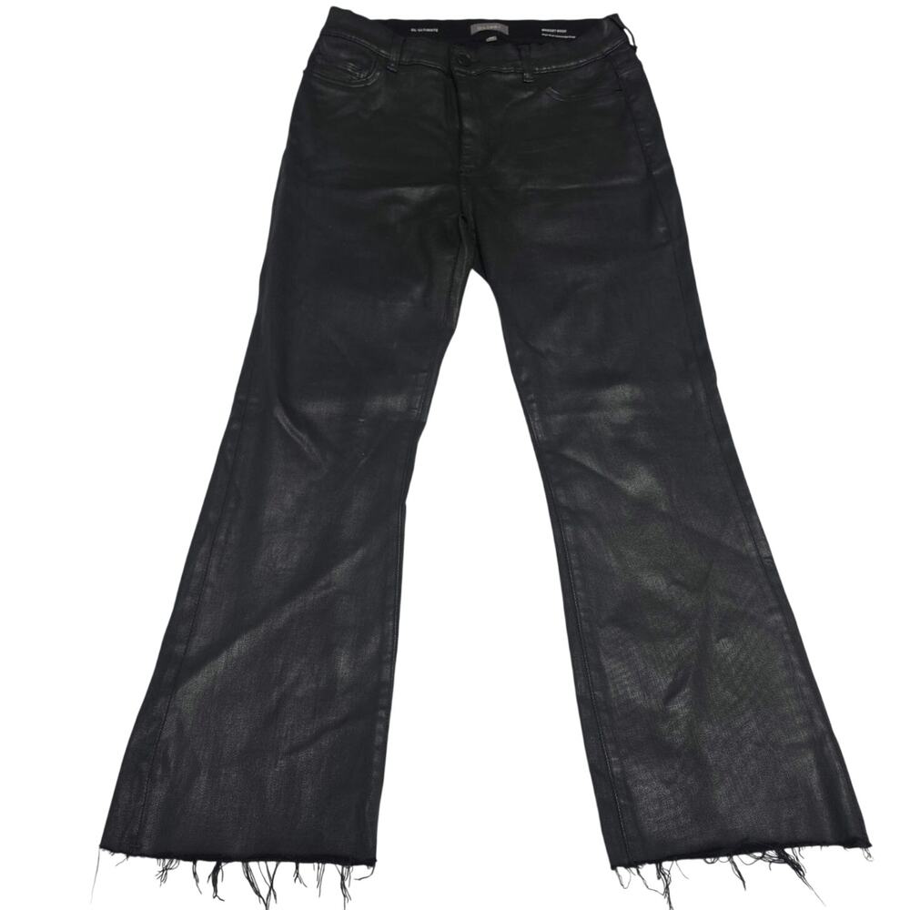 DL1961 Bridget Boot High Rise Instasculpt Crop Jeans Sz 30 Black Coated Raw Hem